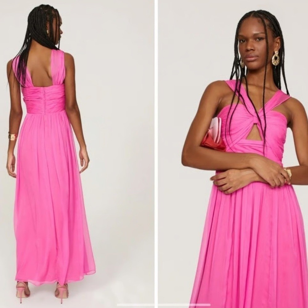 Adam Lippes SZ 2 RTR Vibrant Pink Knot Front maxi Gown